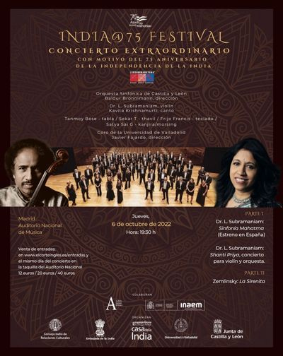 Concierto India@75 Festival. Concierto Extraordinario 75 Aniversario Independencia de la India en Madrid