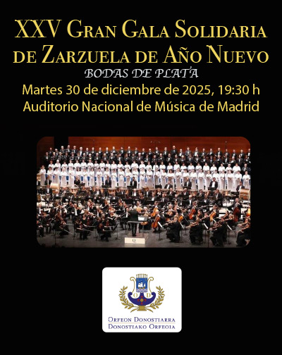Concierto XXV Gran Gala Solidaria de Zarzuela de Año Nuevo en Madrid